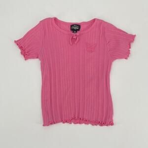 My Destiny Pink Ribbed Short Sleeve Top